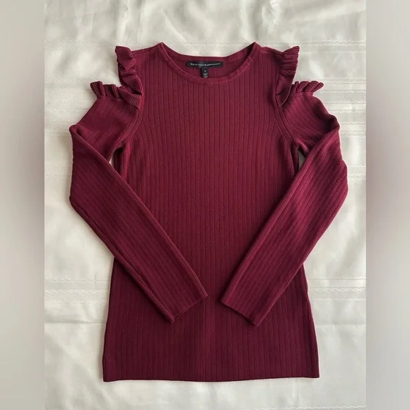 White House Black Market Off-Shoulder Burgundy Sweater - Picture 7 of 14